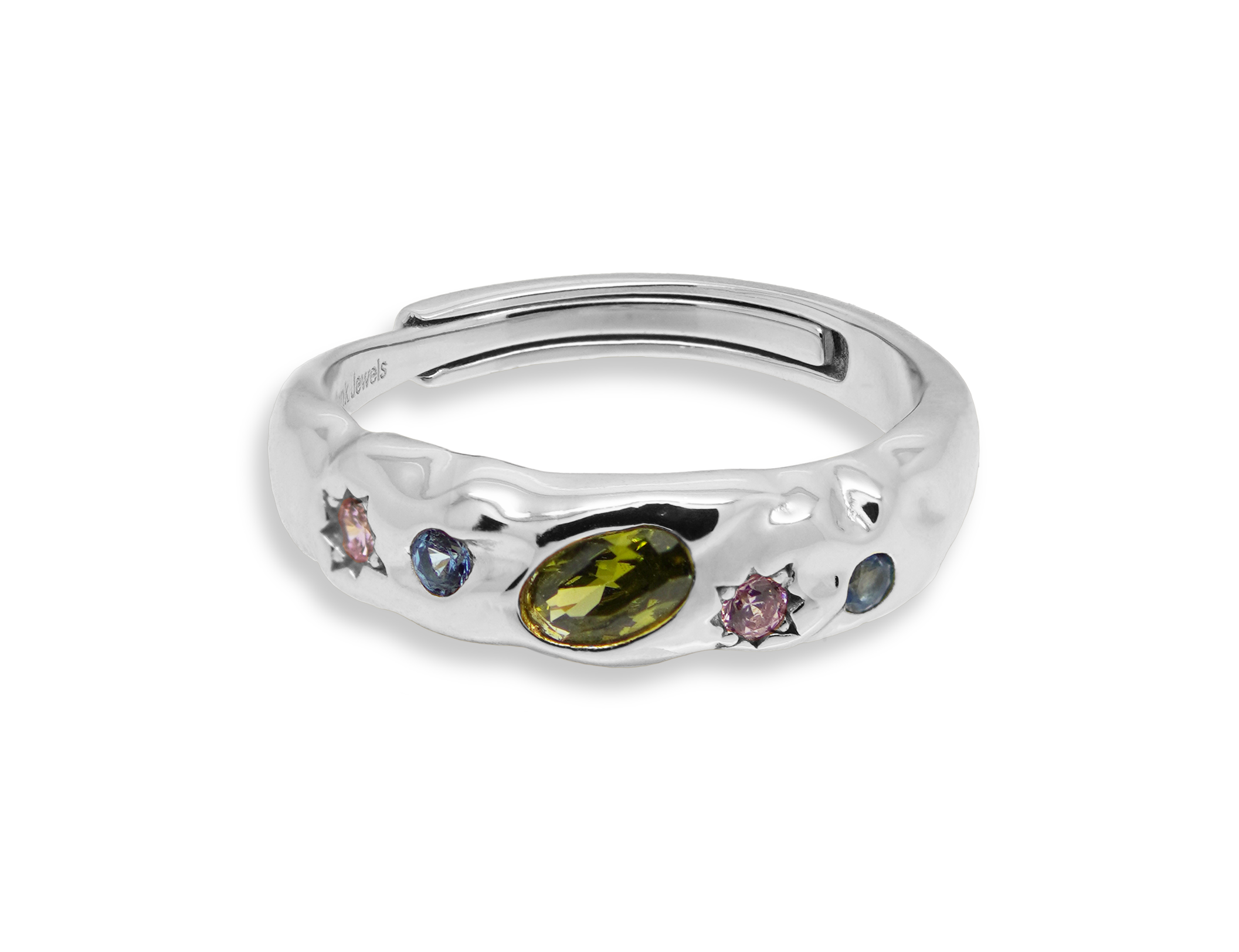 Pastel Stone Scatter Adjustable Ring