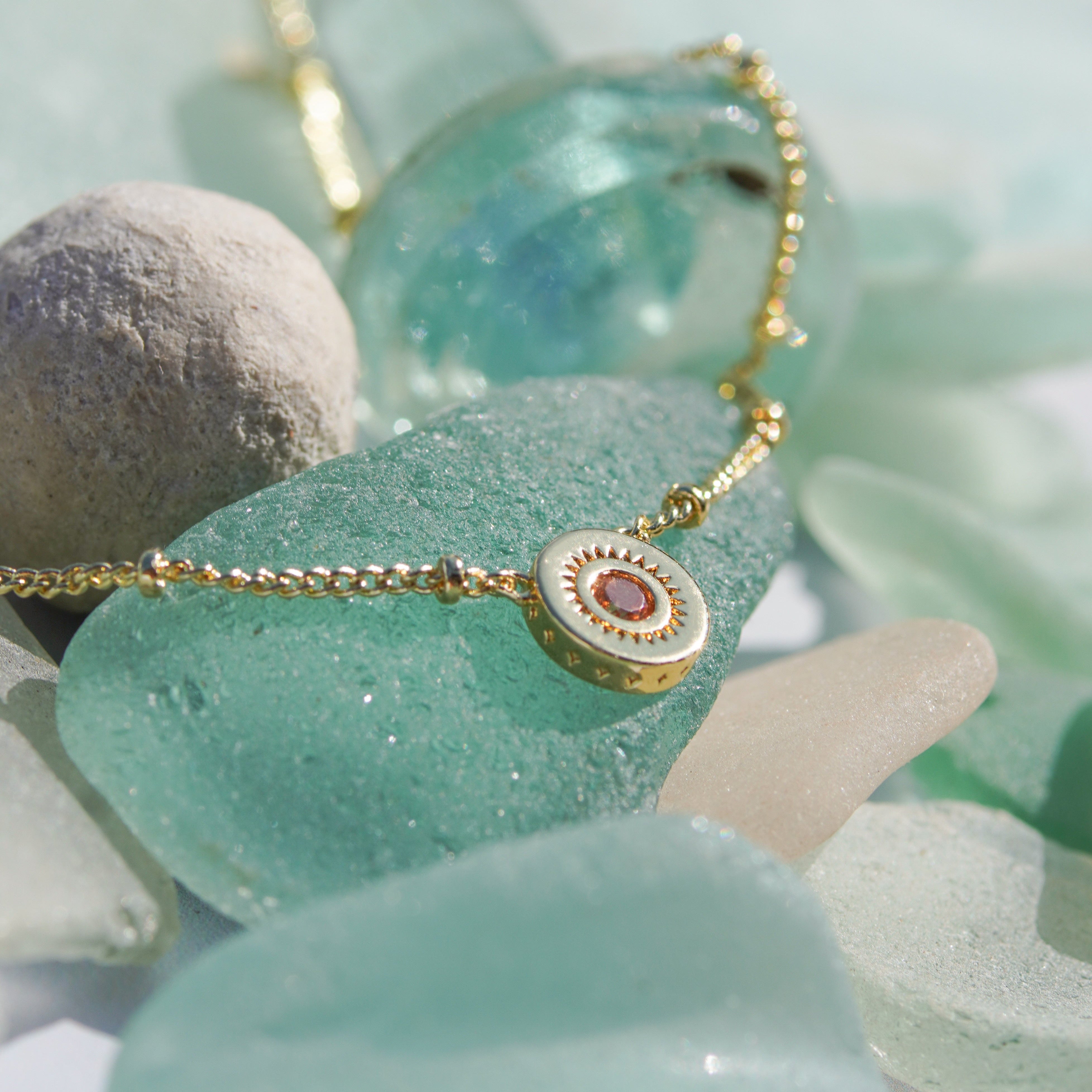 Champagne Jewelled Charm Necklace - Junk Jewels