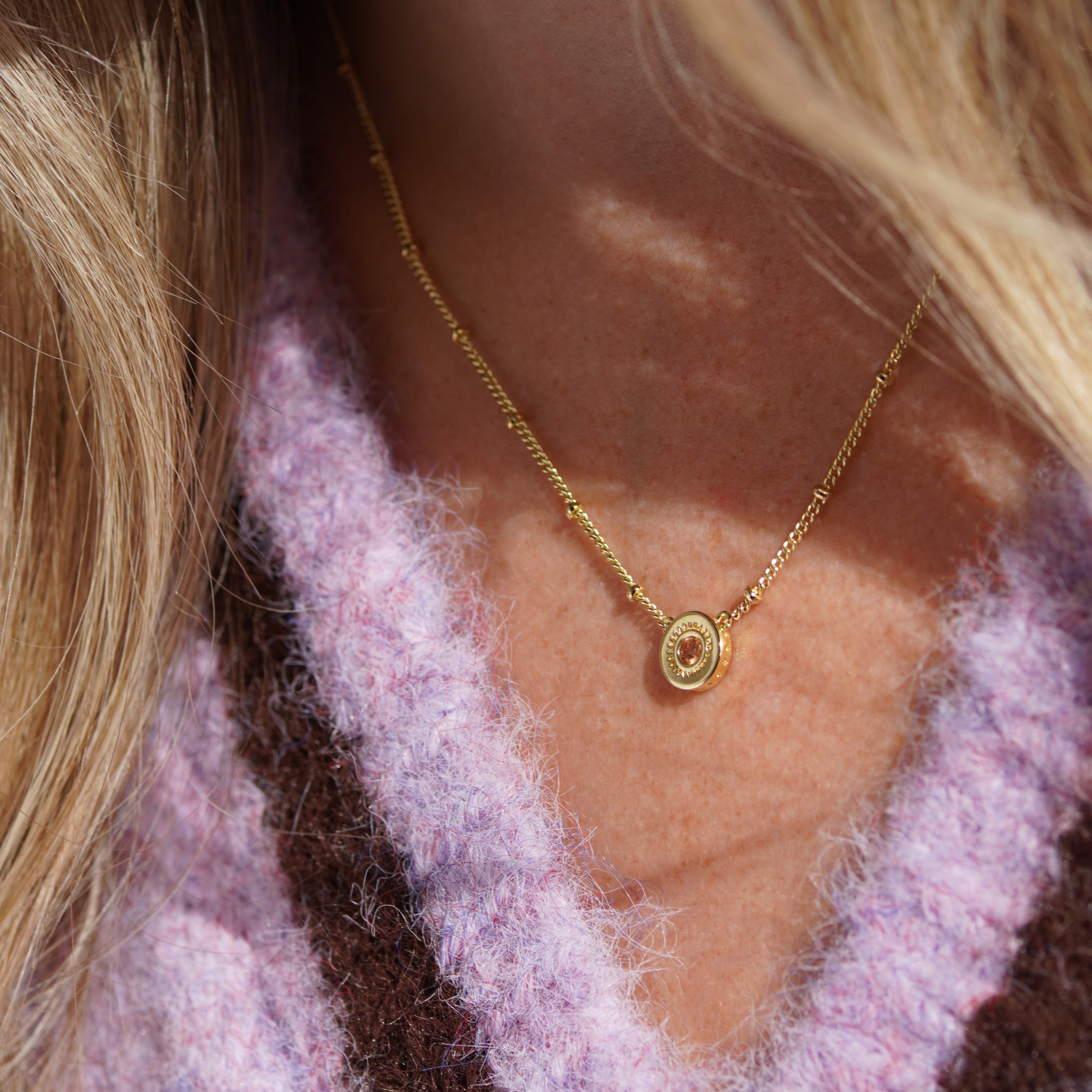 Champagne Jewelled Charm Necklace - Junk Jewels
