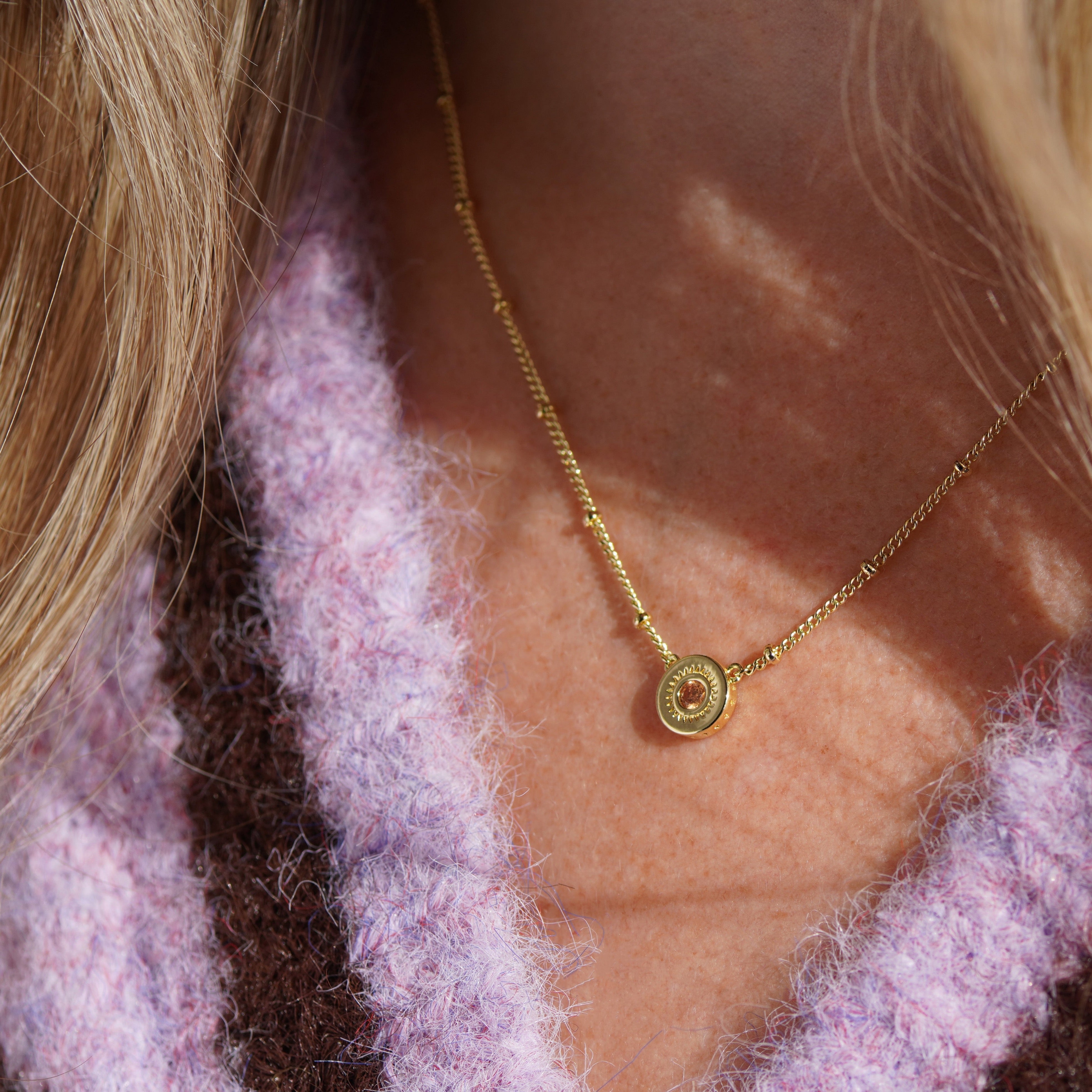 Champagne Jewelled Charm Necklace - Junk Jewels