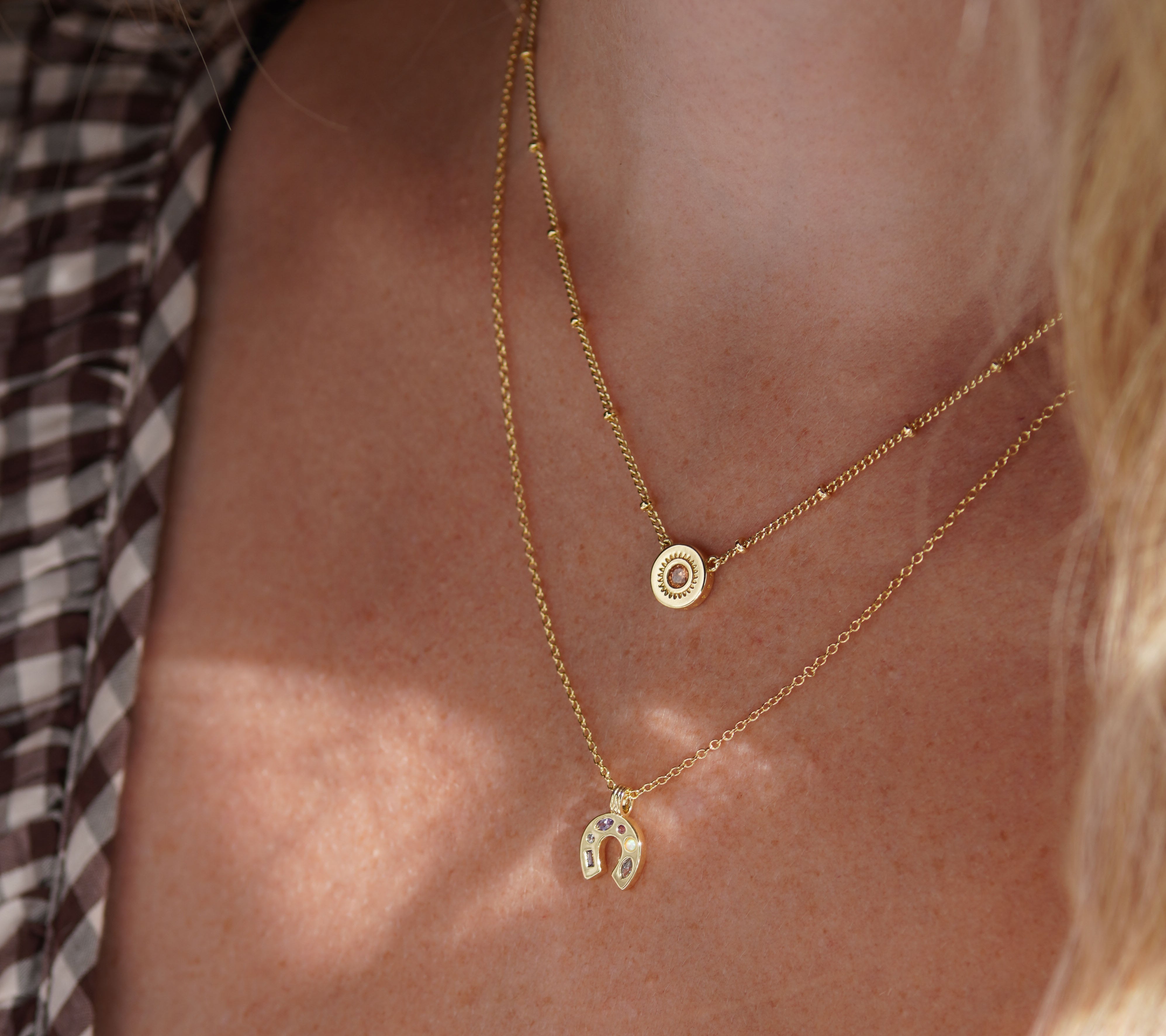Champagne Jewelled Charm Necklace - Junk Jewels