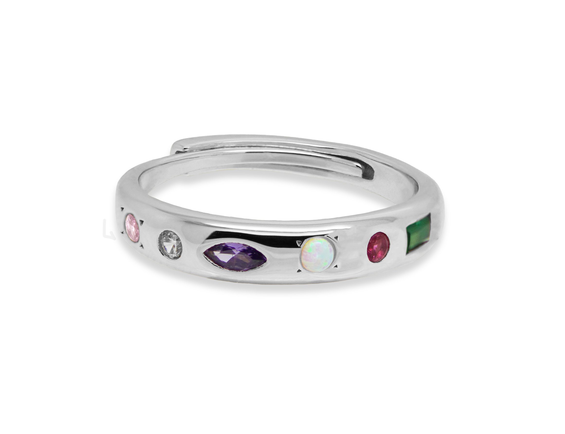Kaleidoscope Gemstone Adjustable Band Ring