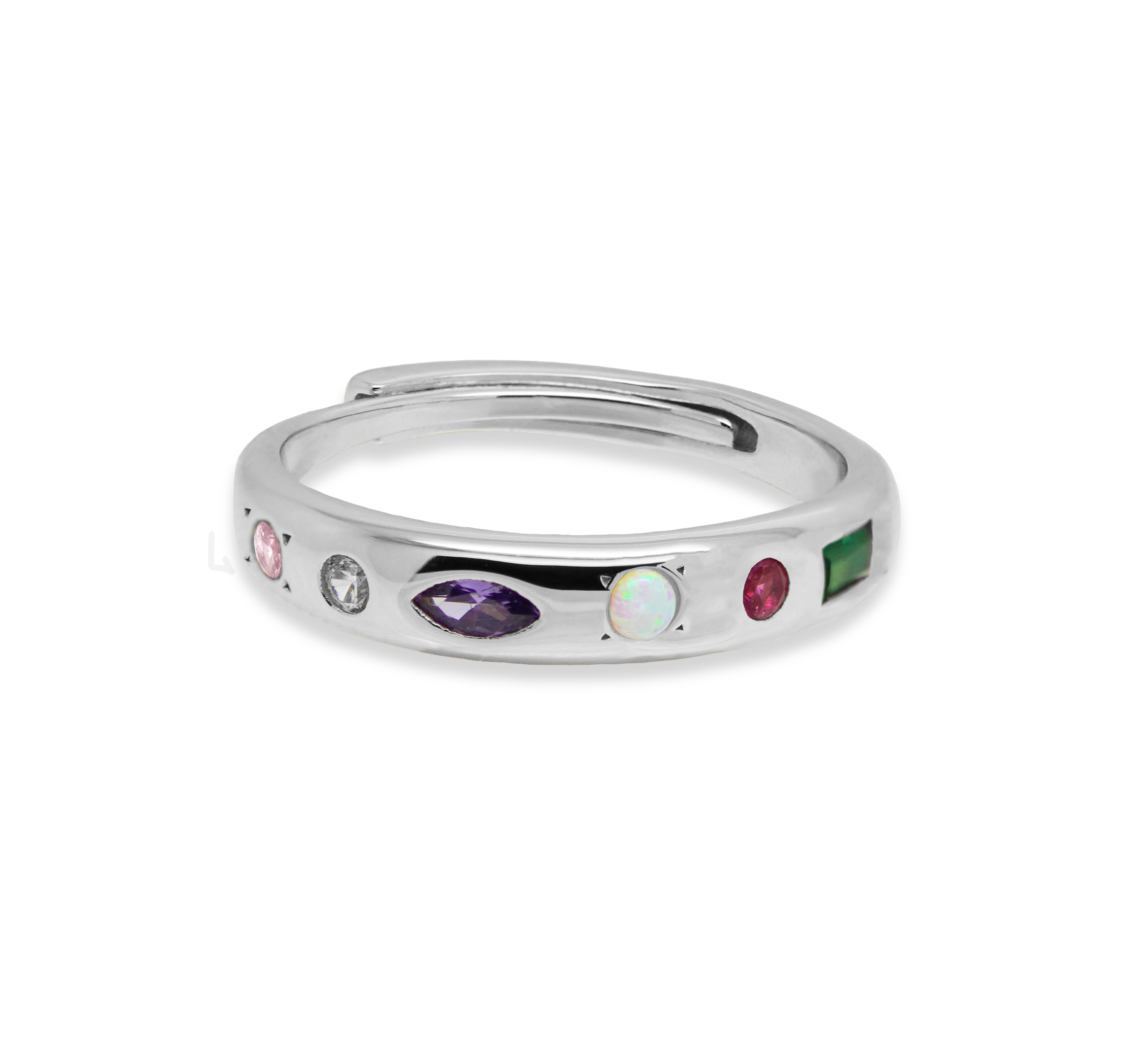 Kaleidoscope Gemstone Adjustable Band Ring - Junk Jewels