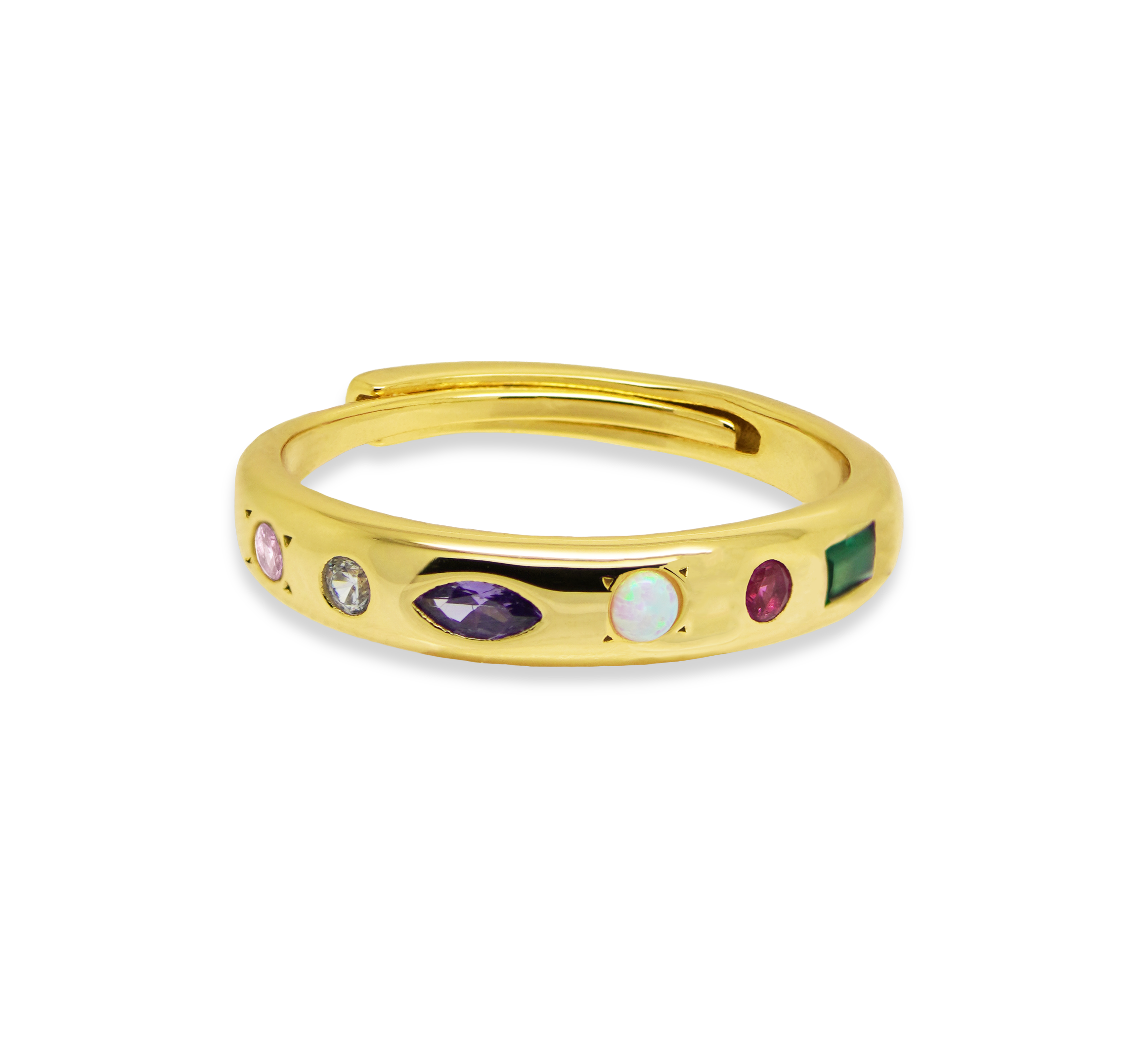 Kaleidoscope Gemstone Adjustable Band Ring - Junk Jewels