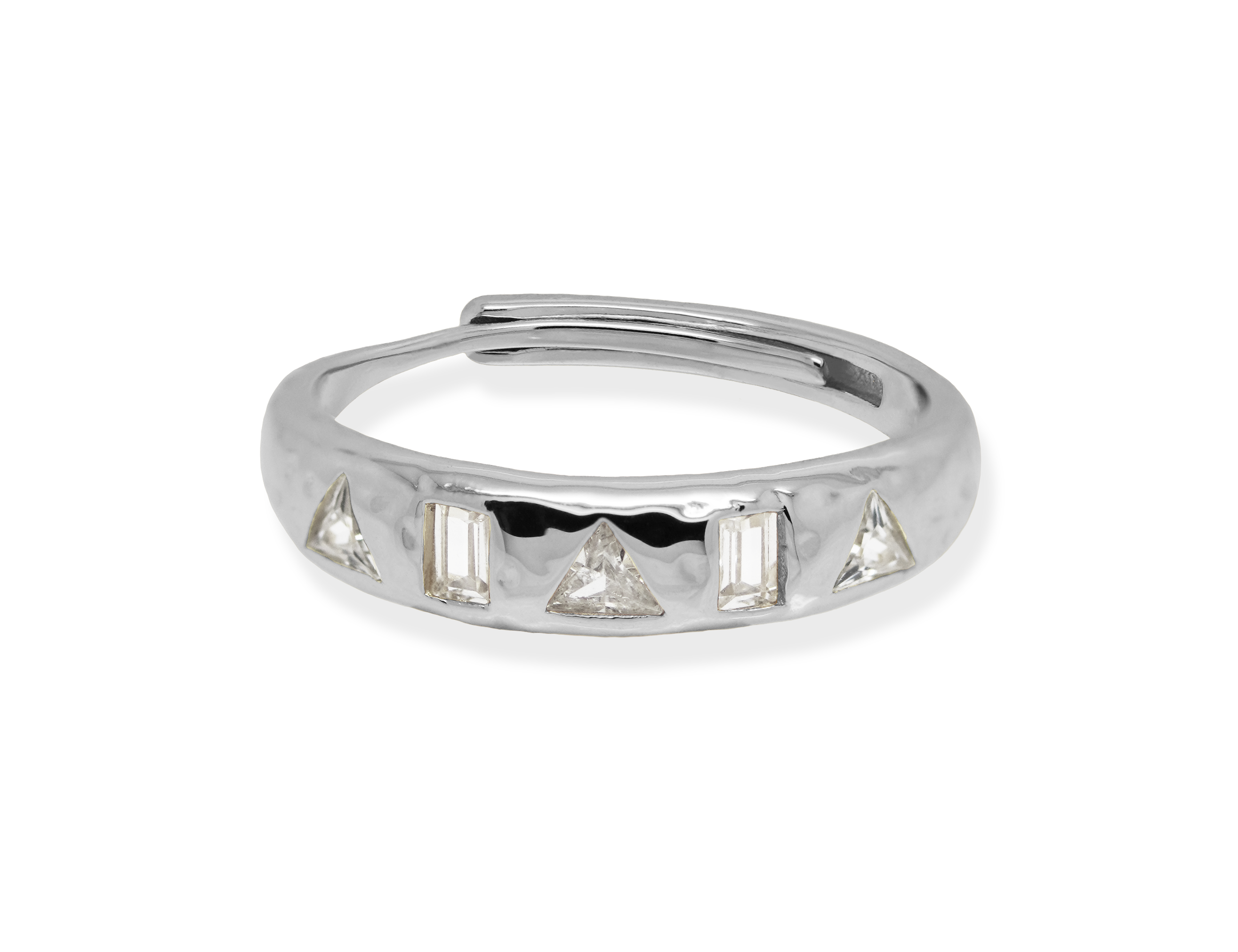 Multi-Stone Textured Adjustable Ring