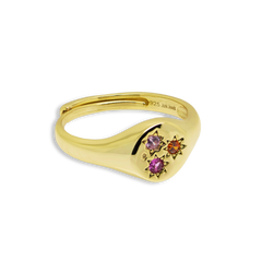 Starburst Jewelled Adjustable Signet Ring - Junk Jewels