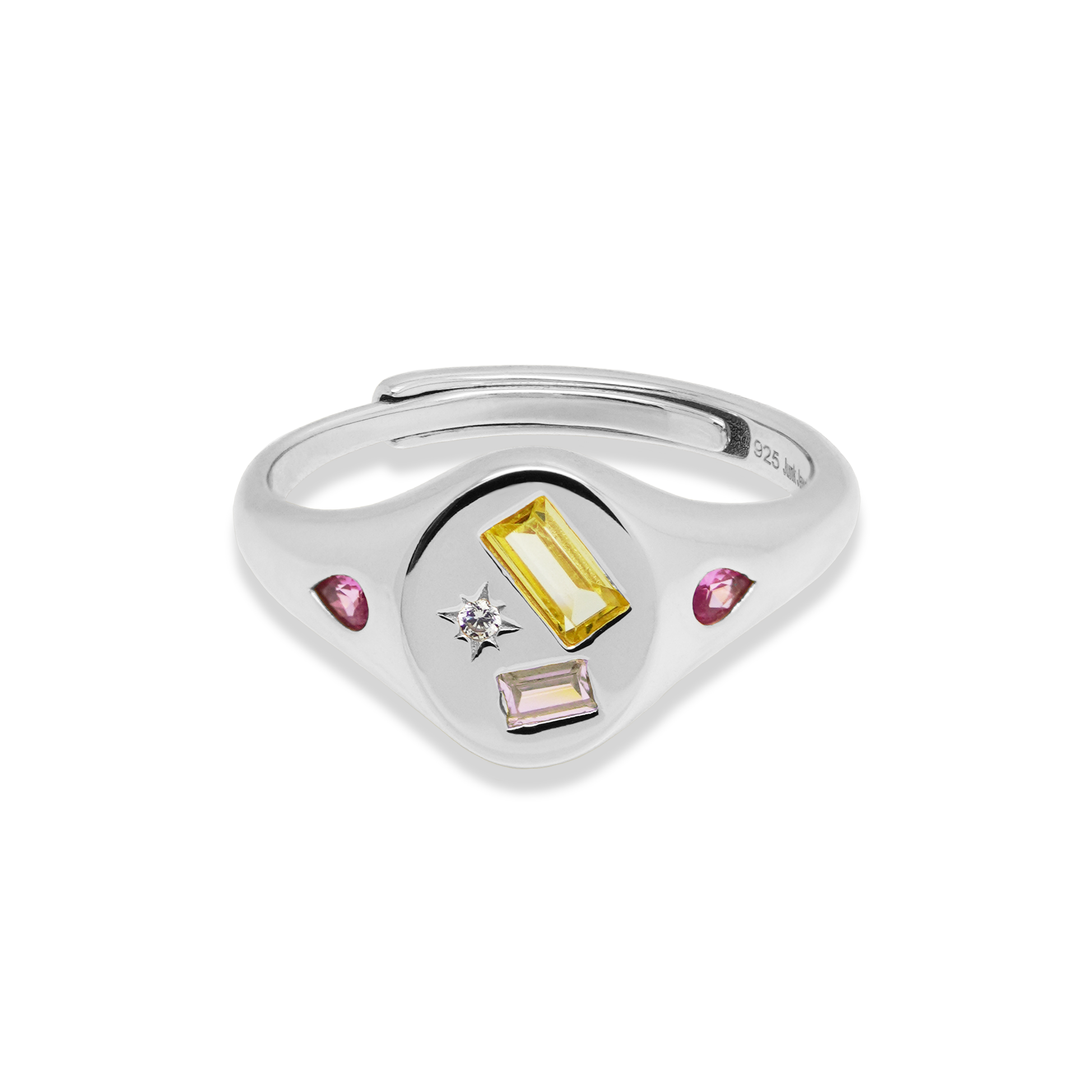 Multi-Stone Jewelled Adjustable Signet Ring - Junk Jewels