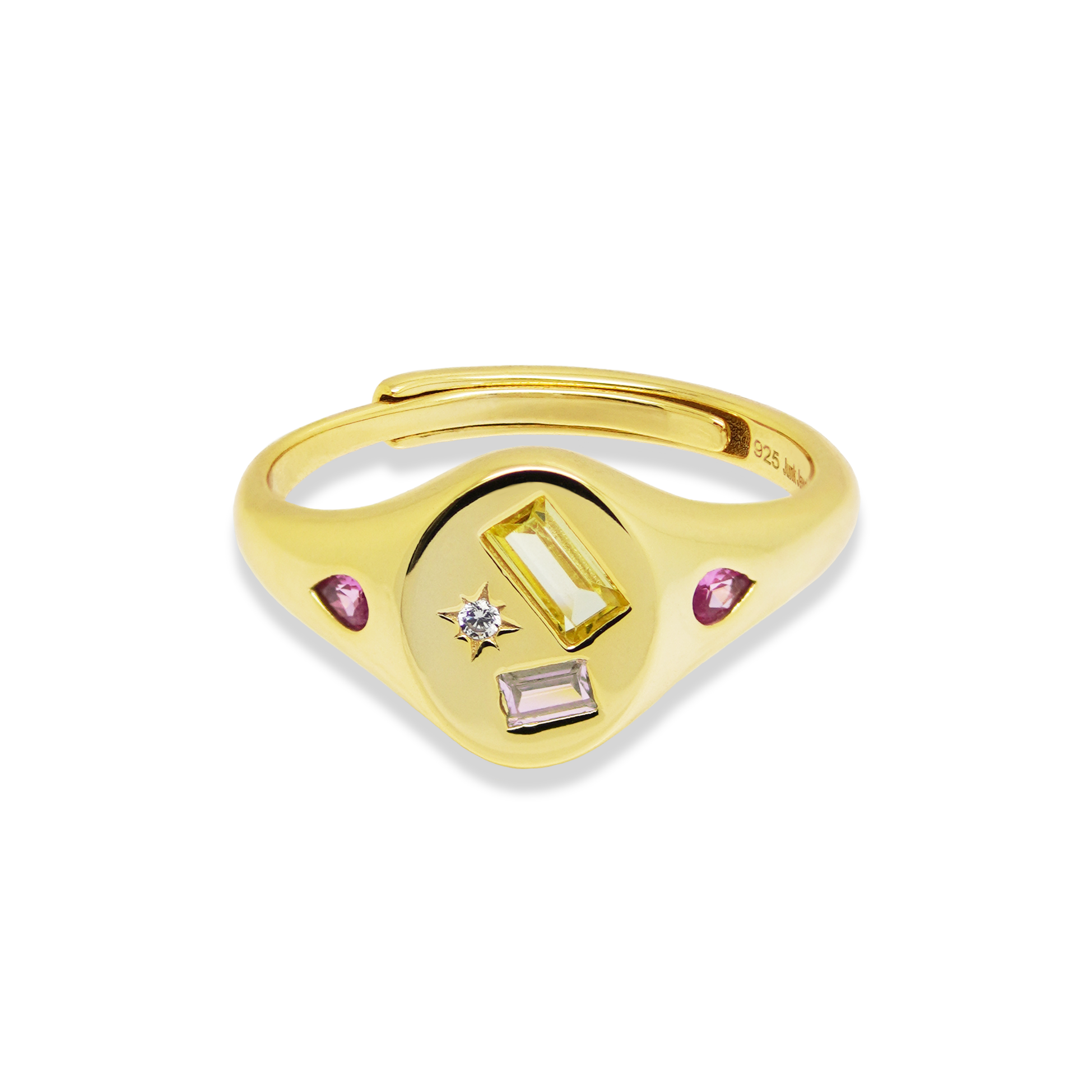Multi-Stone Jewelled Adjustable Signet Ring - Junk Jewels
