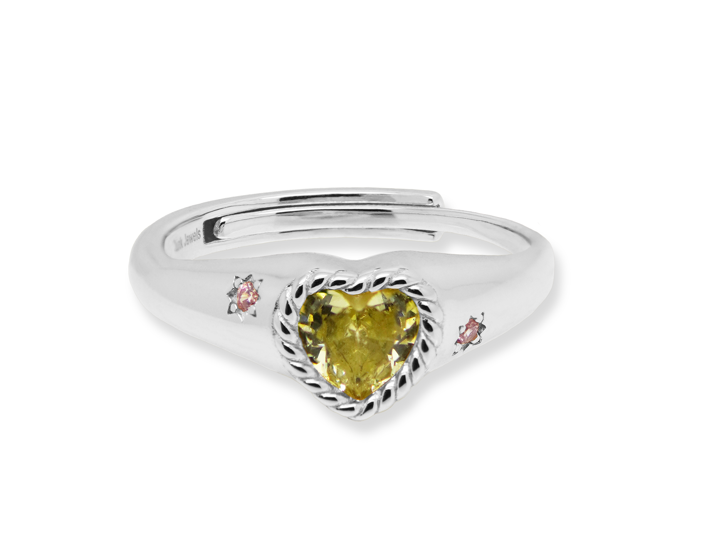 Heart Stone Adjustable Signet Ring