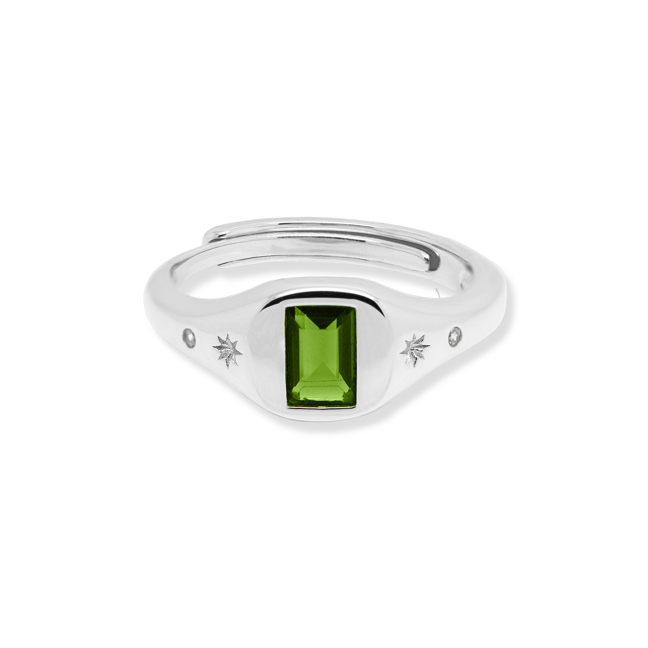 Peridot Baguette Adjustable Signet Ring - Junk Jewels