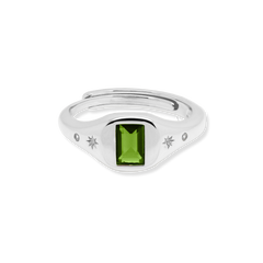 Peridot Baguette Adjustable Signet Ring - Junk Jewels