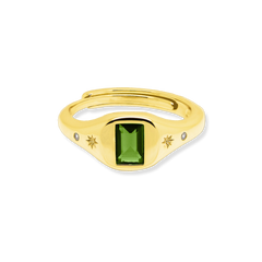 Peridot Baguette Adjustable Signet Ring