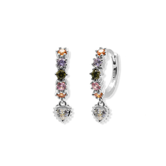 Pastel Stone Heart Charm Hoop Earrings - Junk Jewels