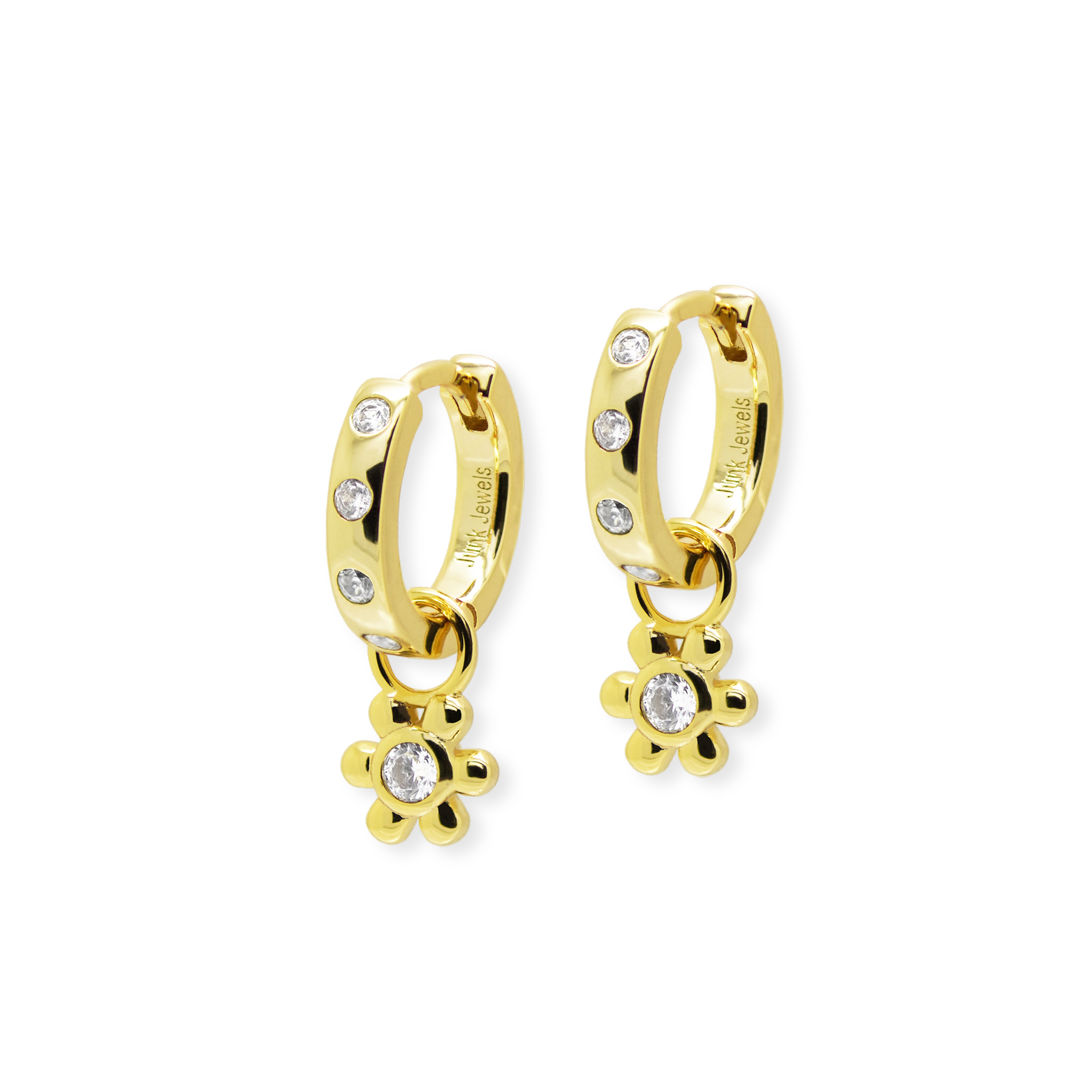 Mini Daisy Charm Hoop Earrings