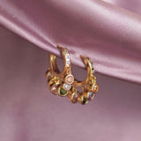 Pastel Stone Drop Hoop Earrings - Junk Jewels