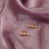Pastel Stone Heart Charm Hoop Earrings - Junk Jewels