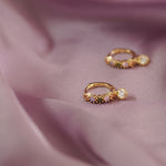 Pastel Stone Heart Charm Hoop Earrings - Junk Jewels