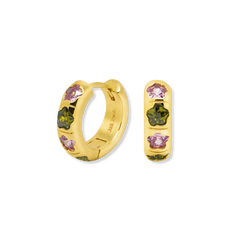 Flower Stone Petite Hoop Earrings - Junk Jewels