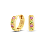 Pink and Green Stone Petite Hoop Earrings - Junk Jewels