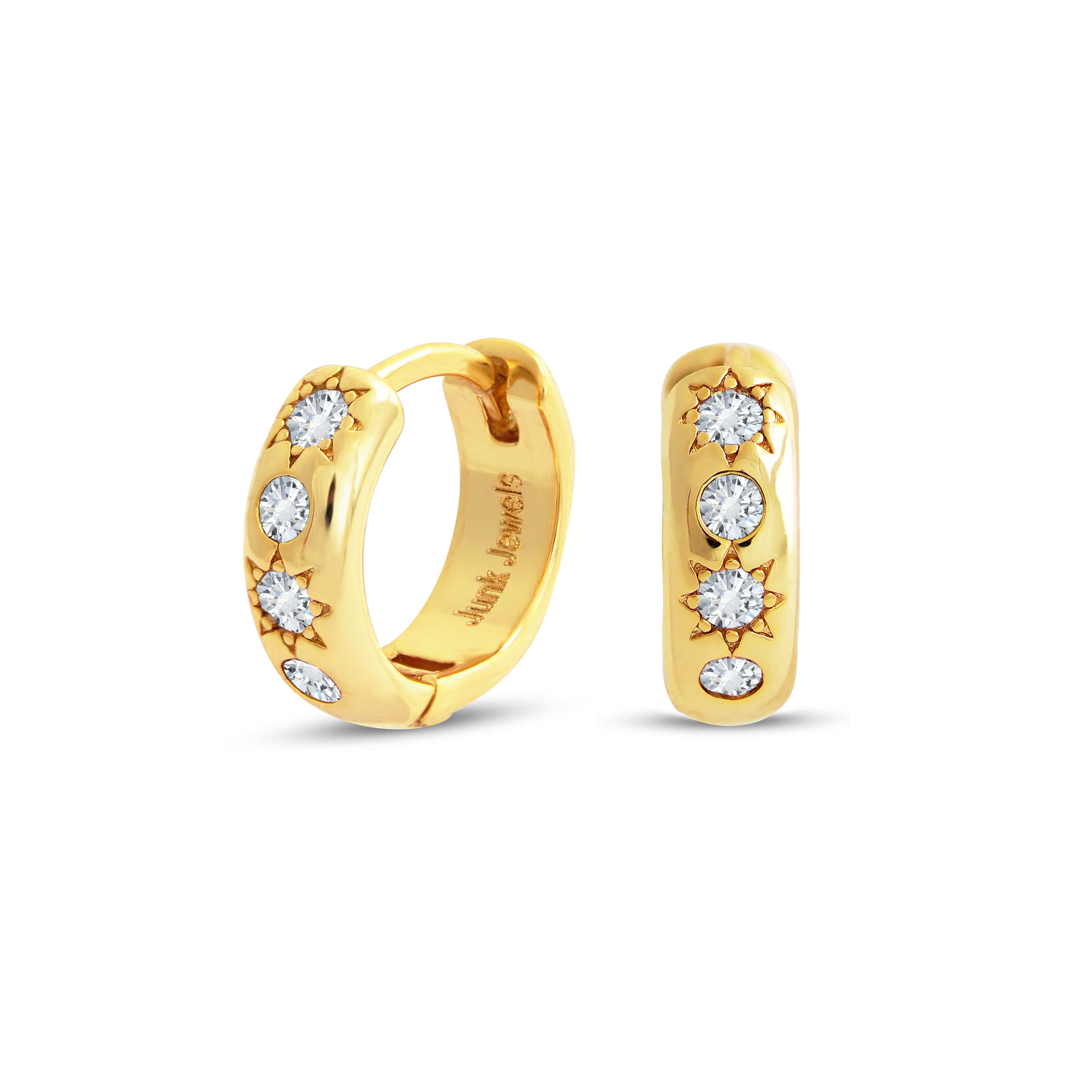 White Stone Petite Hoop Earrings - Junk Jewels