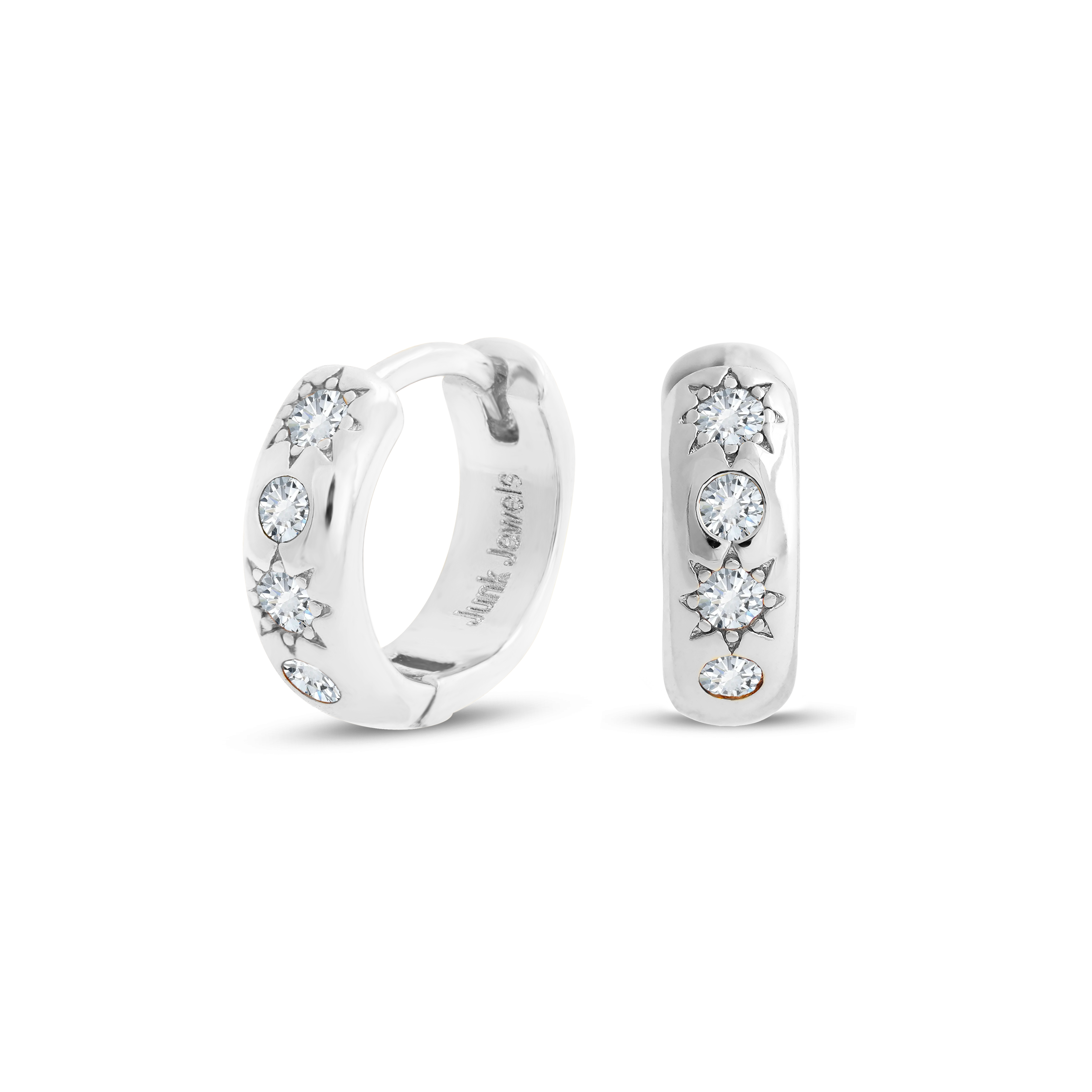 White Stone Petite Hoop Earrings - Junk Jewels