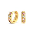 Pink Stone Petite Hoop Earrings - Junk Jewels