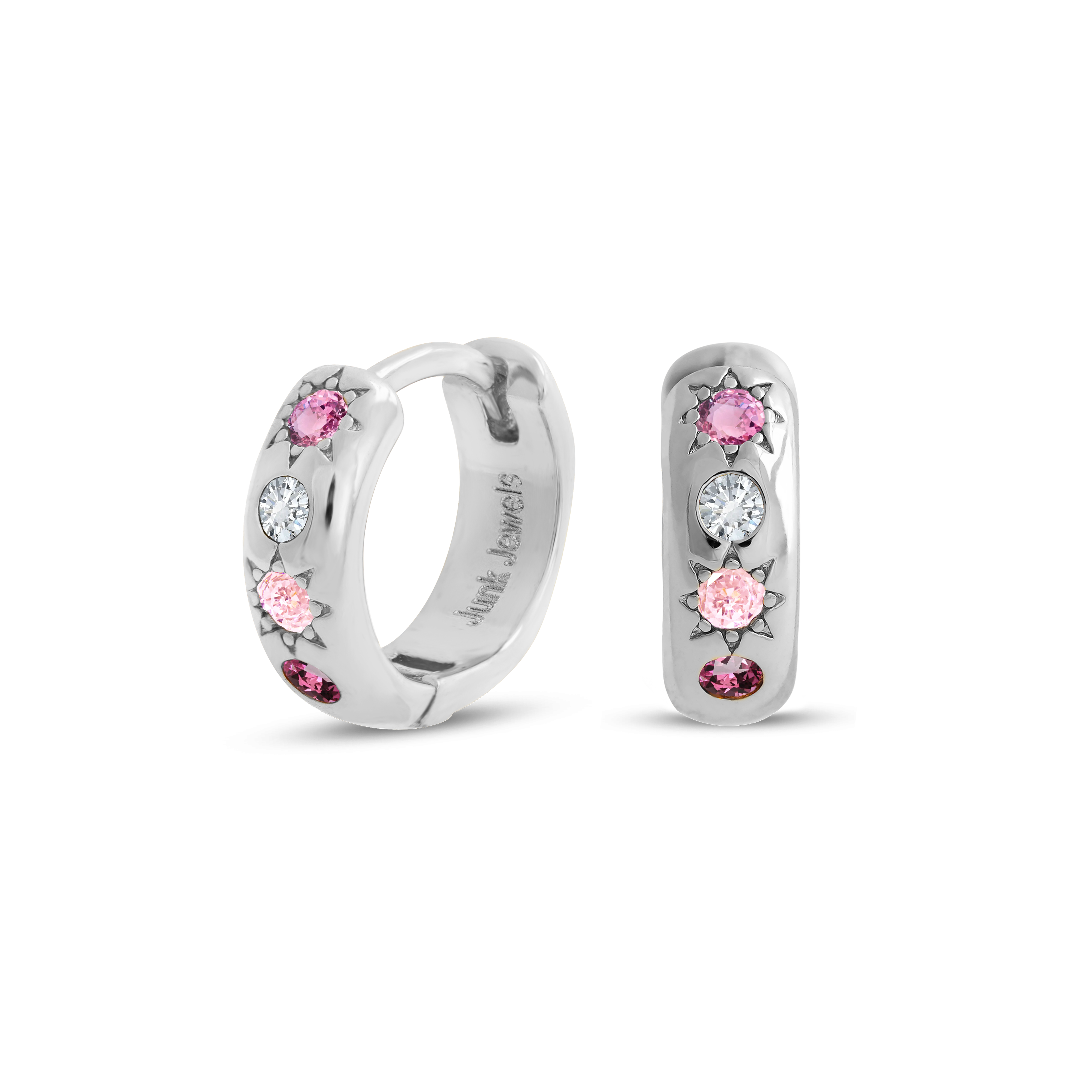 Pink Stone Petite Hoop Earrings - Junk Jewels