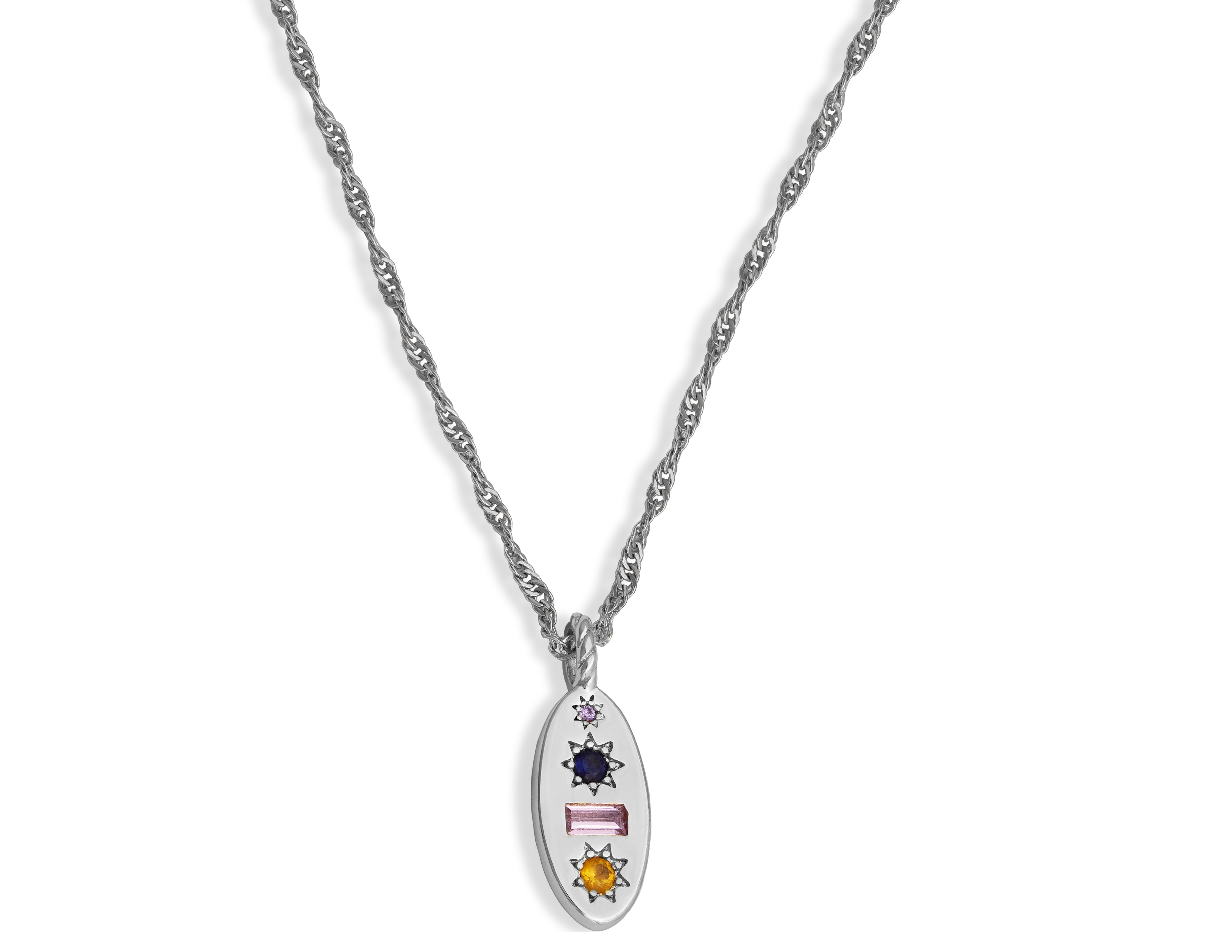 Midnight Gemstone Charm Necklace