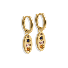 Midnight Gemstone Charm Hoop Earrings - Junk Jewels