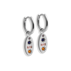 Midnight Gemstone Charm Hoop Earrings - Junk Jewels