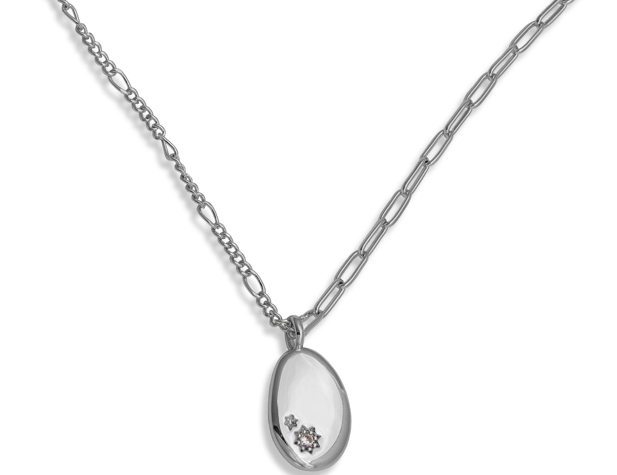 Minimalist Pebble Double Chain Necklace