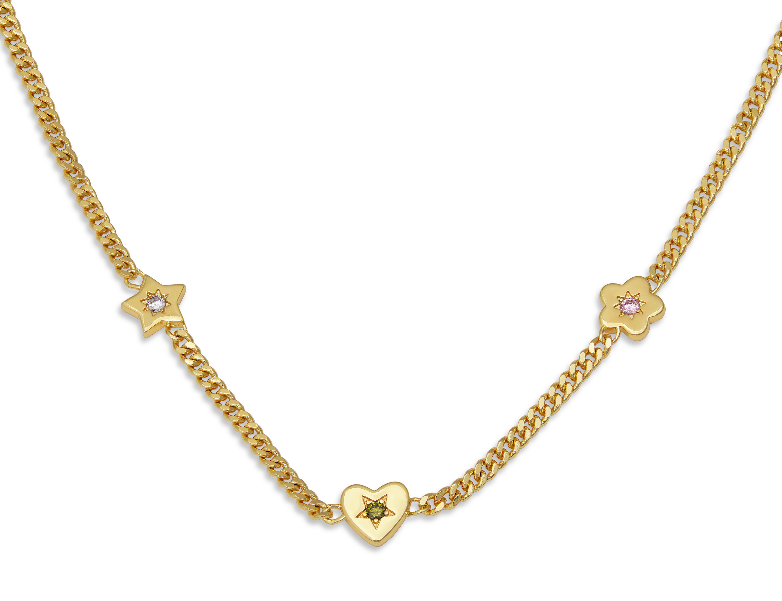 Retro Gemstone Charm Necklace - Junk Jewels