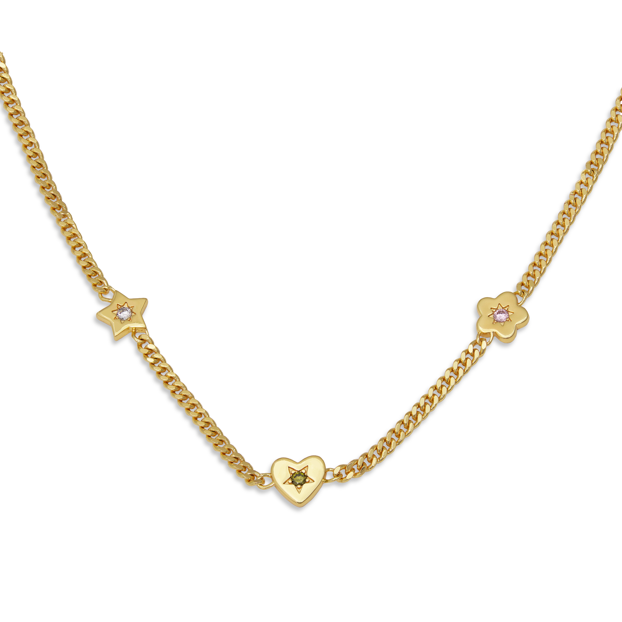 Retro Gemstone Charm Necklace - Junk Jewels