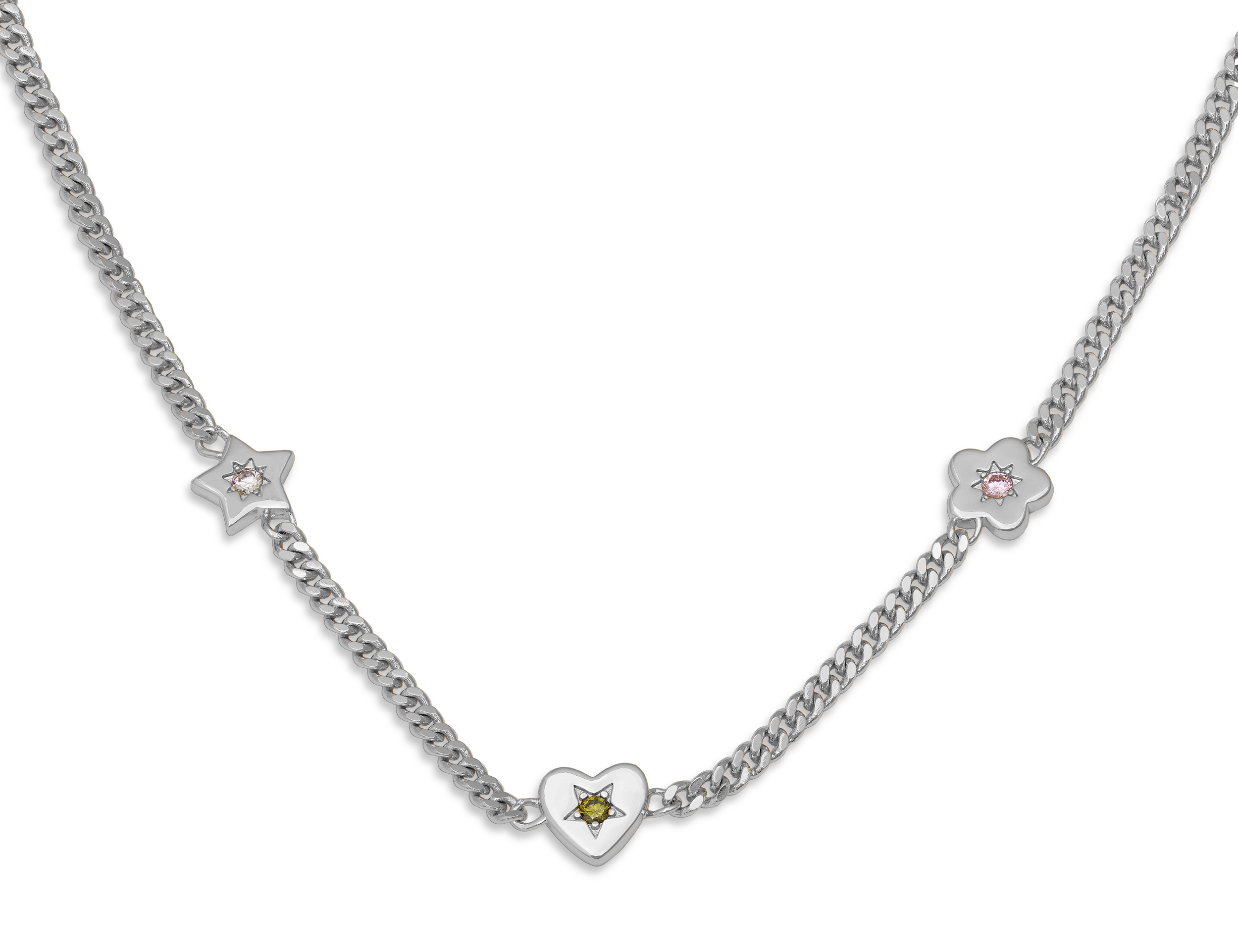 Retro Gemstone Charm Necklace