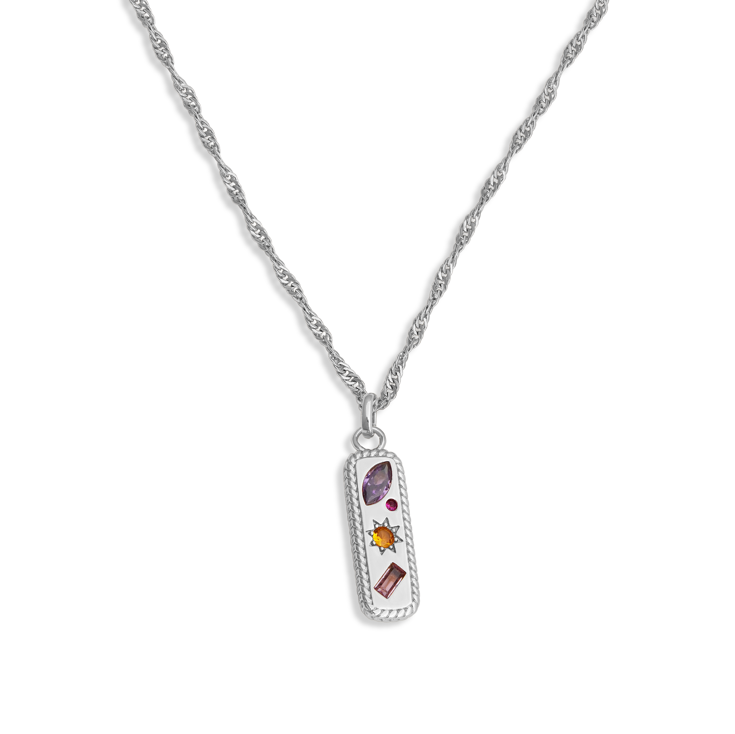 Kaleidoscope Gemstone Tag Pendant Necklace - Junk Jewels