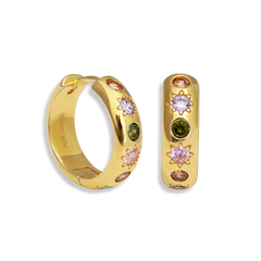 Pastel Stone Chunky Large Hoop Earrings - Junk Jewels