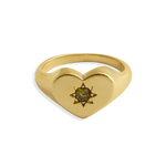 Peridot Heart Signet Ring - Junk Jewels