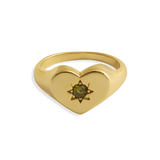 Peridot Heart Signet Ring - Junk Jewels