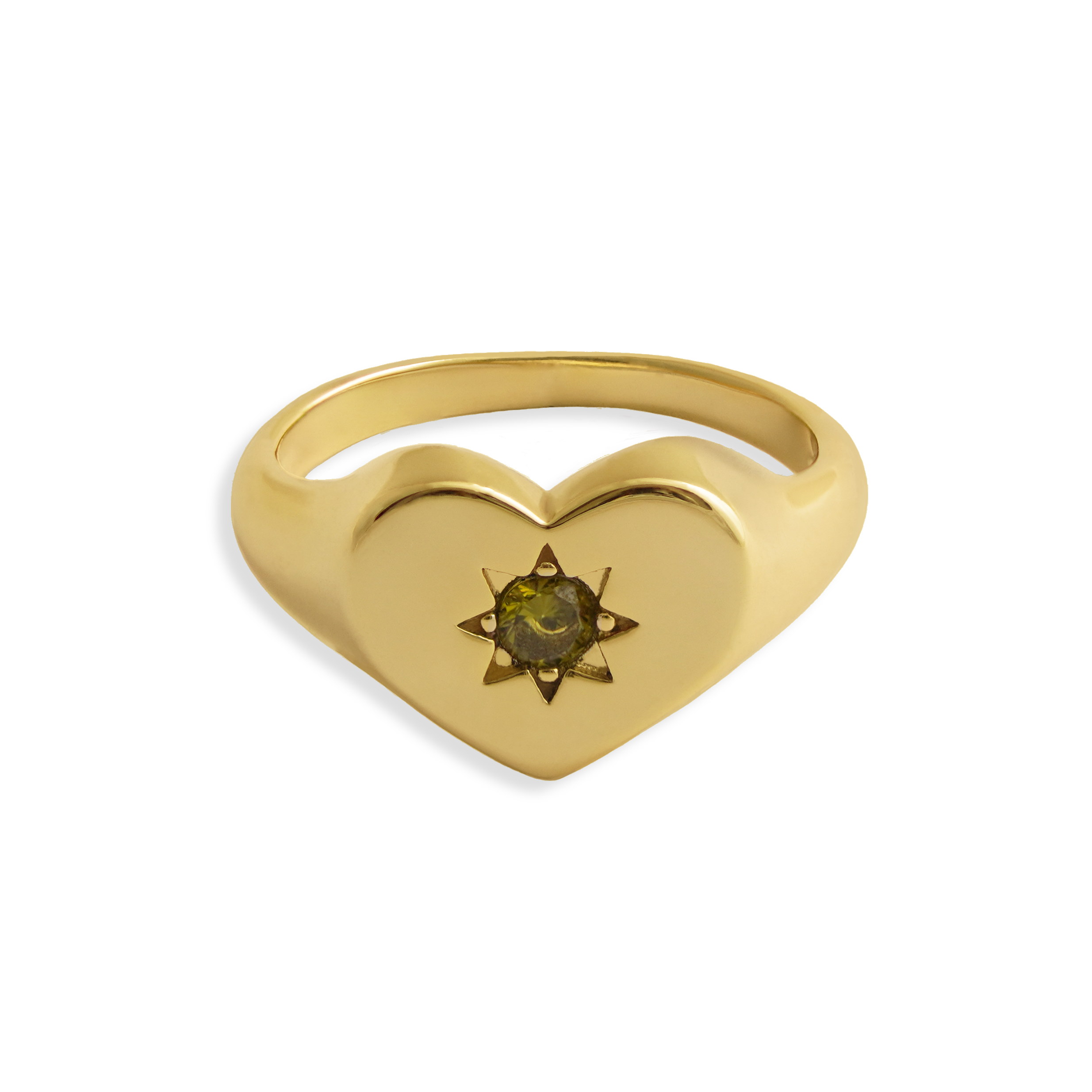 Peridot Heart Signet Ring - Junk Jewels