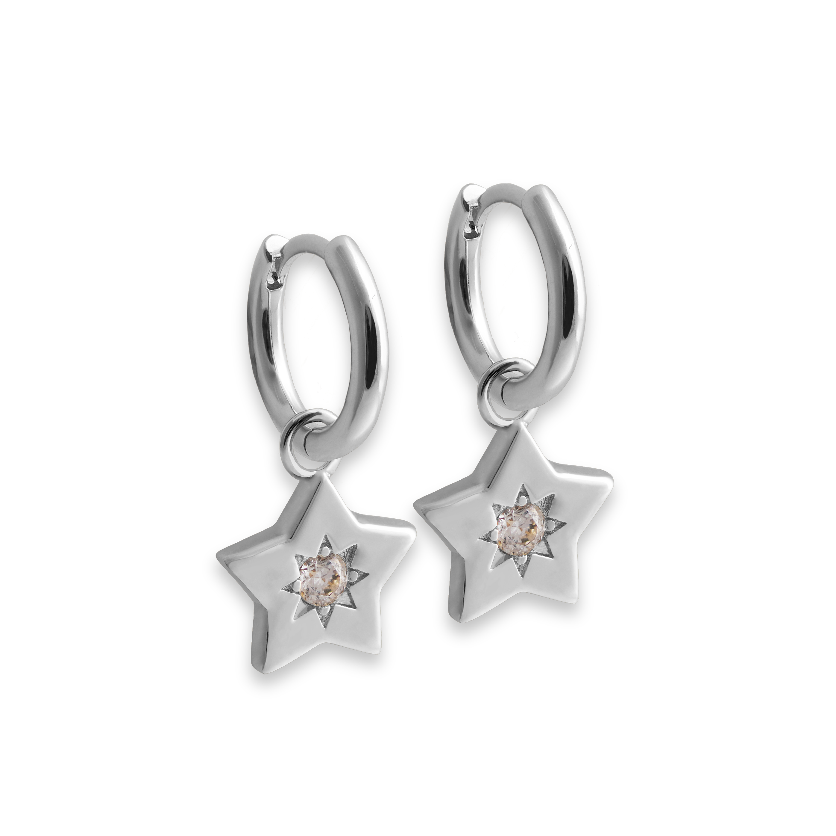 Shooting Star Charm Hoop Earrings - Junk Jewels