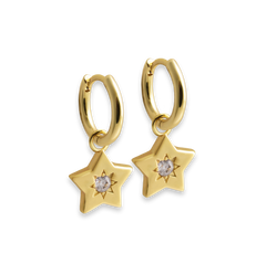 Shooting Star Charm Hoop Earrings - Junk Jewels