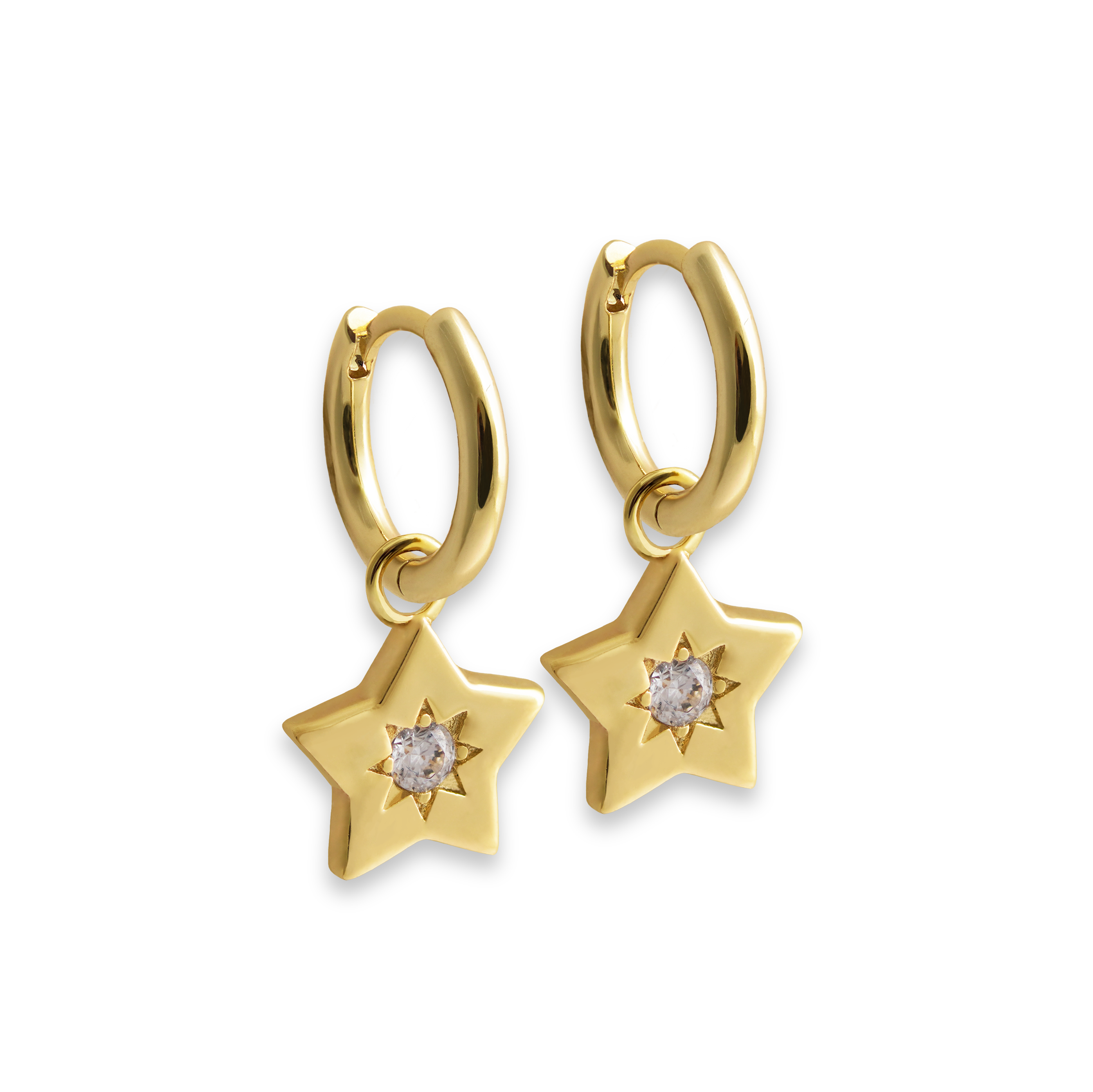 Shooting Star Charm Hoop Earrings - Junk Jewels