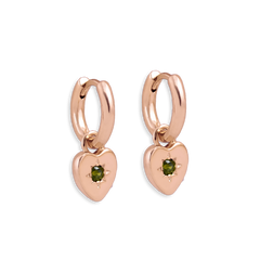 Peridot Heart Charm Earrings - Junk Jewels