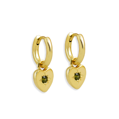 Peridot Heart Charm Earrings - Junk Jewels
