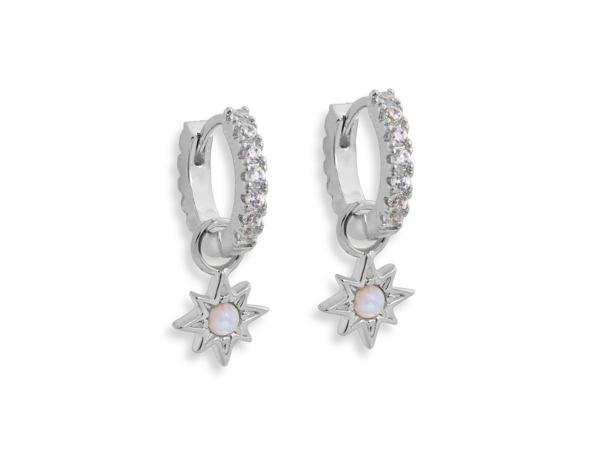 Opal Starburst Jewelled Hoop Earrings