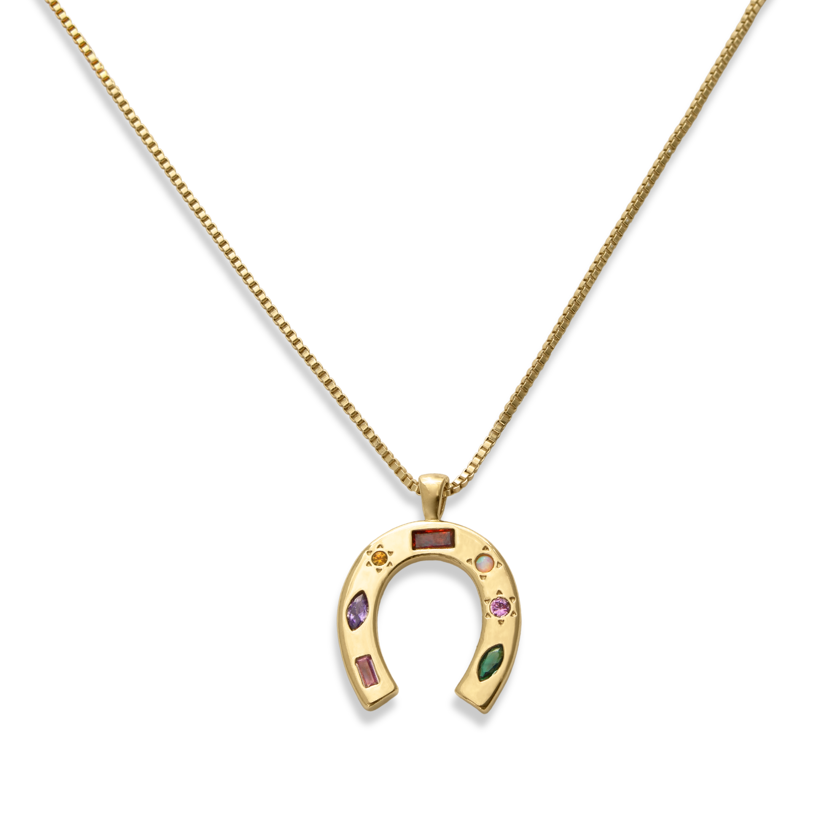 Kaleidoscope Lucky Charm Horsehoe Necklace - Junk Jewels