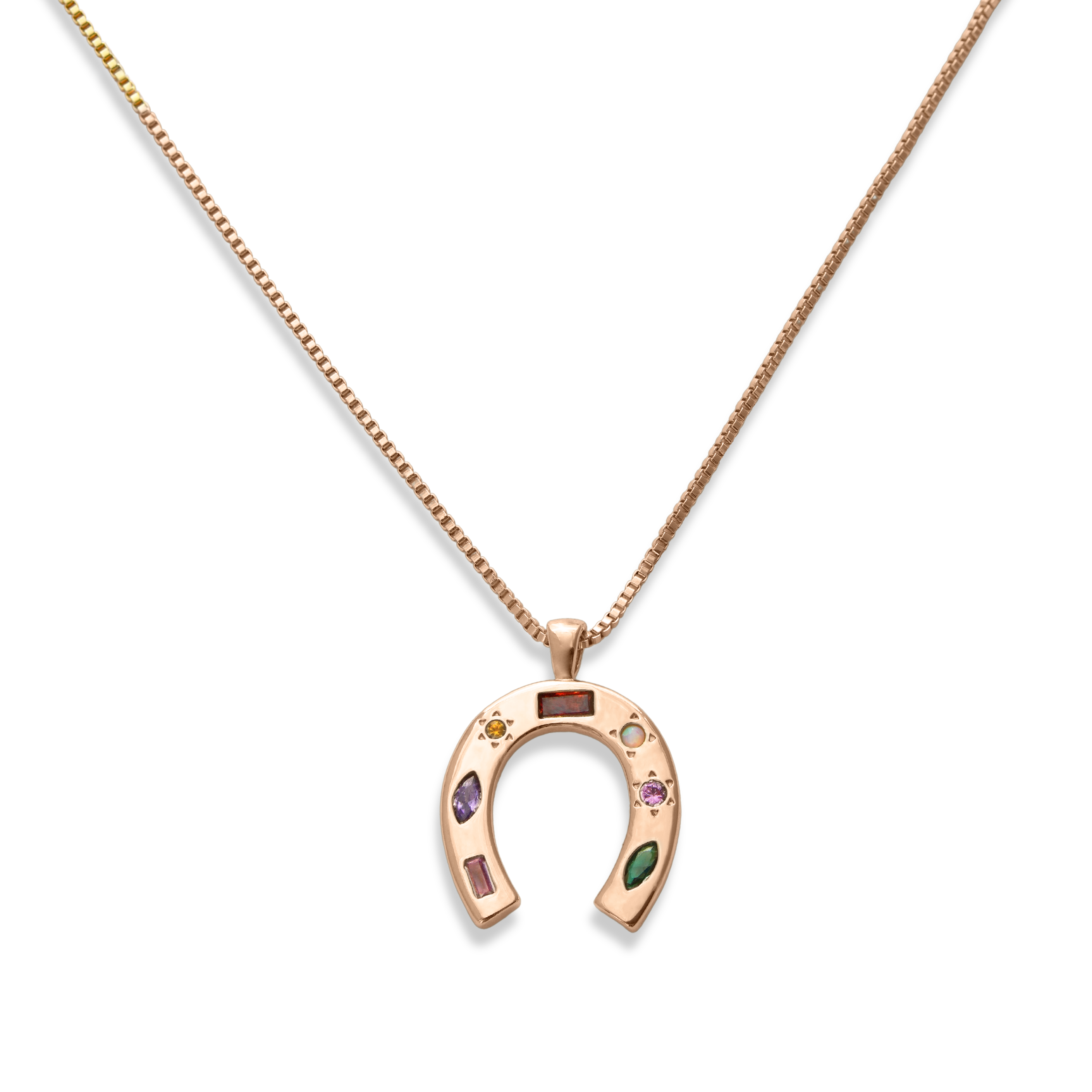 Kaleidoscope Lucky Charm Horsehoe Necklace - Junk Jewels