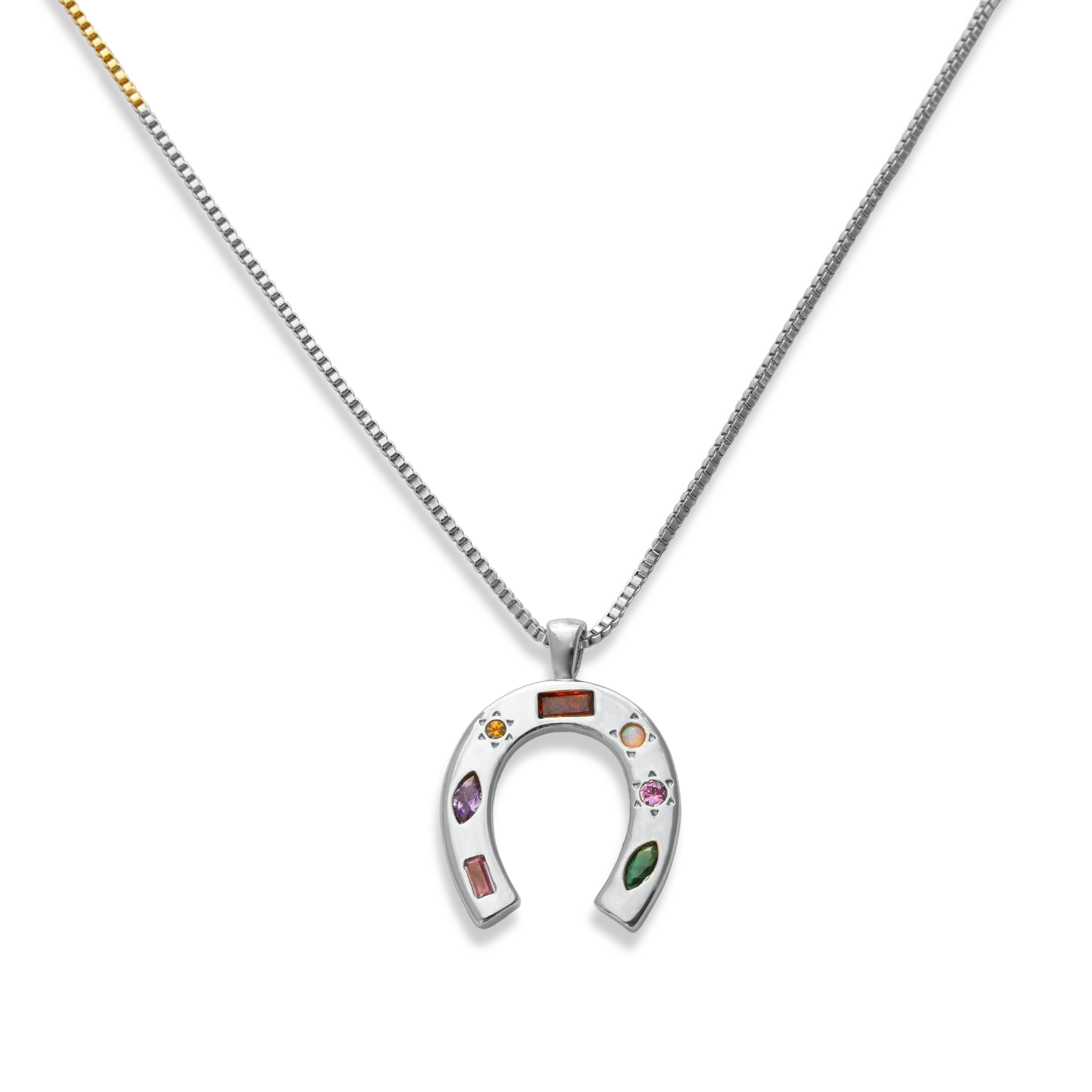Kaleidoscope Lucky Charm Horsehoe Necklace - Junk Jewels