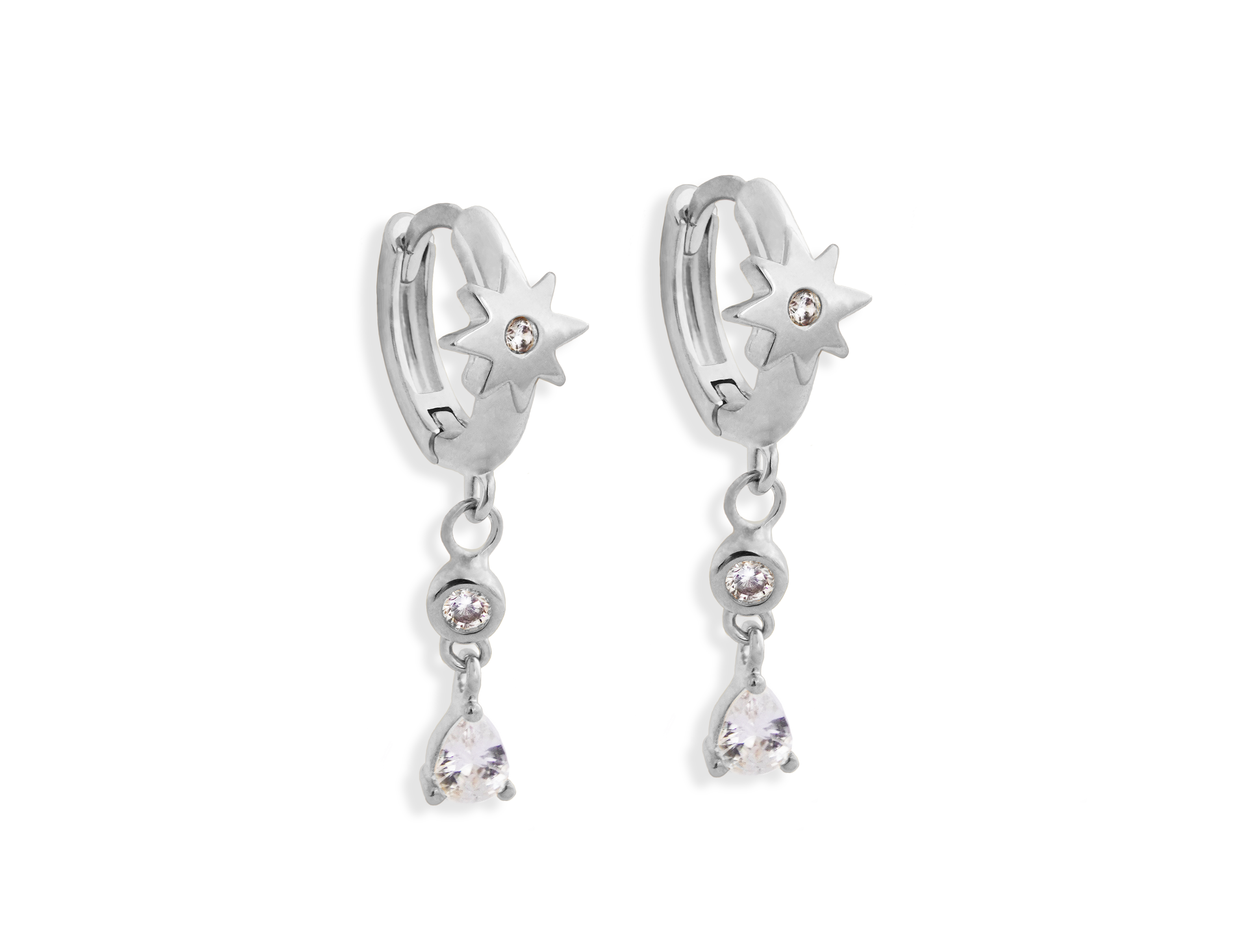 Star Teardrop Hoop Earrings