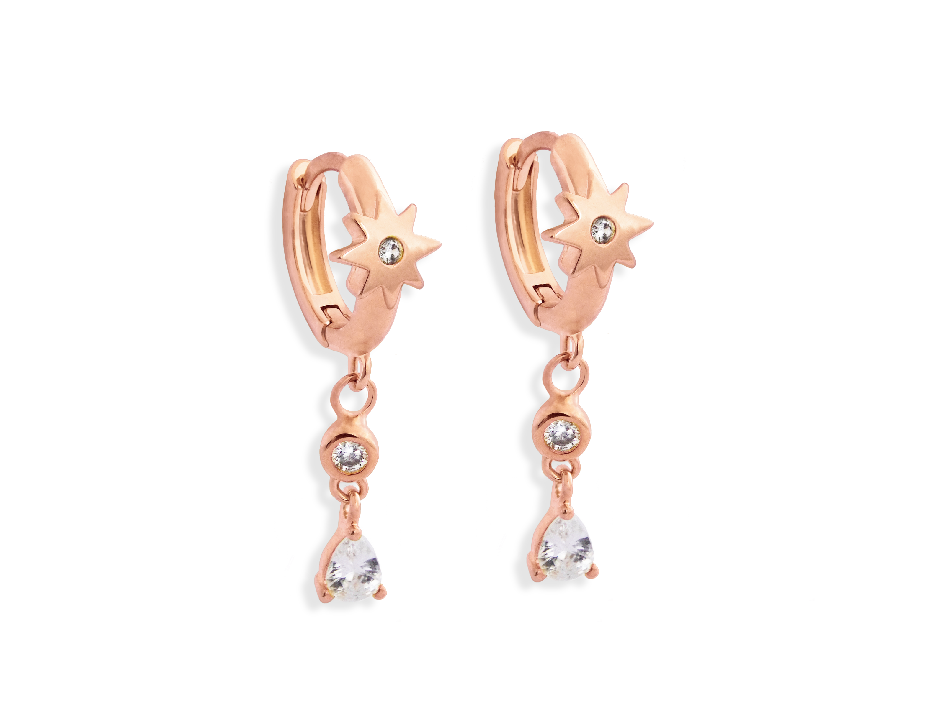 Star Teardrop Hoop Earrings